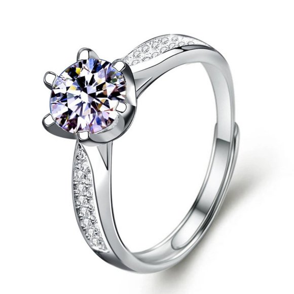 Certified 2ct. t.w. Diamond Moissanite Solitaire Engagement Ring NEW J - Picture 5 of 8